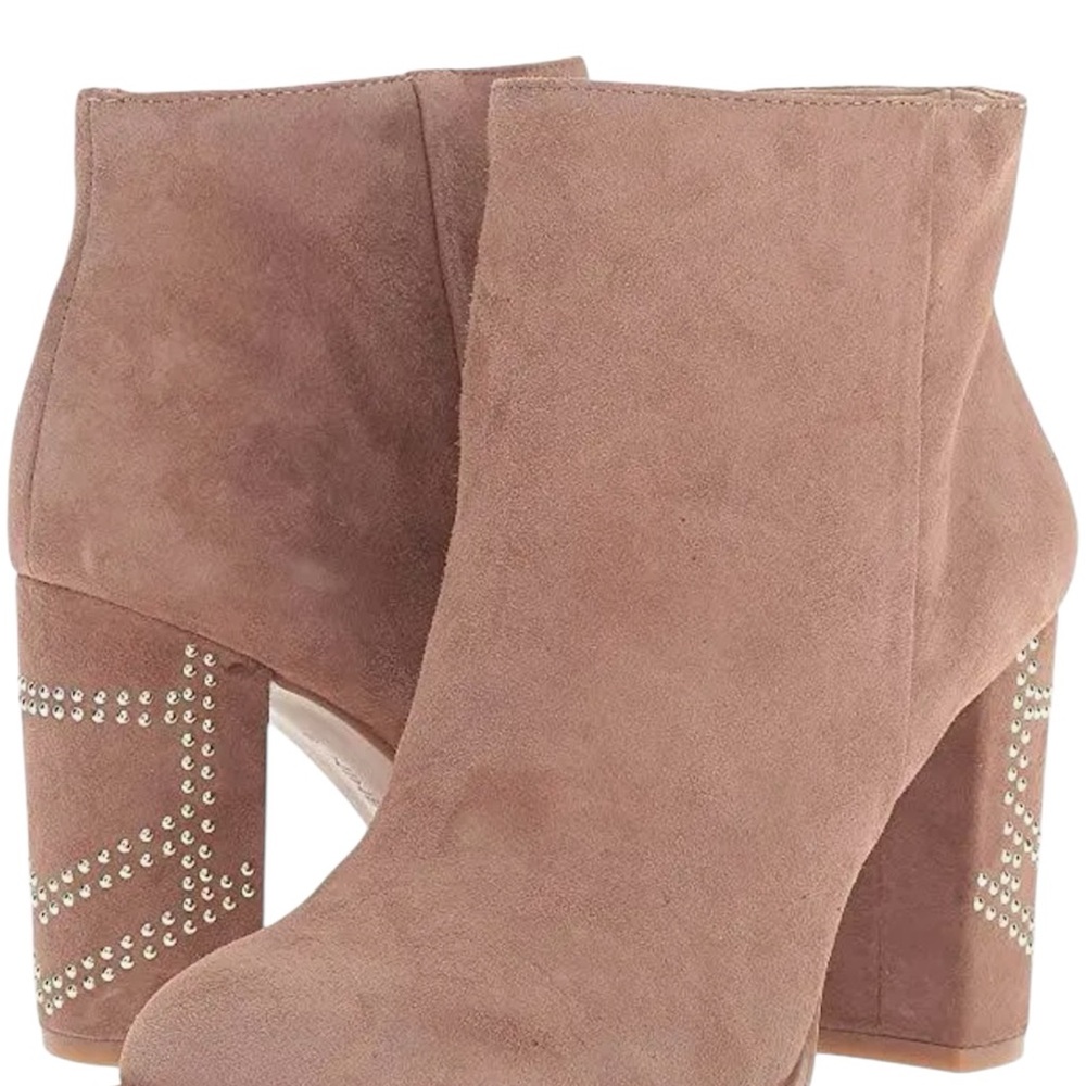 Nine West Womens 10M Qualinia High Heel Ankle Booties - Brown Suede Zip